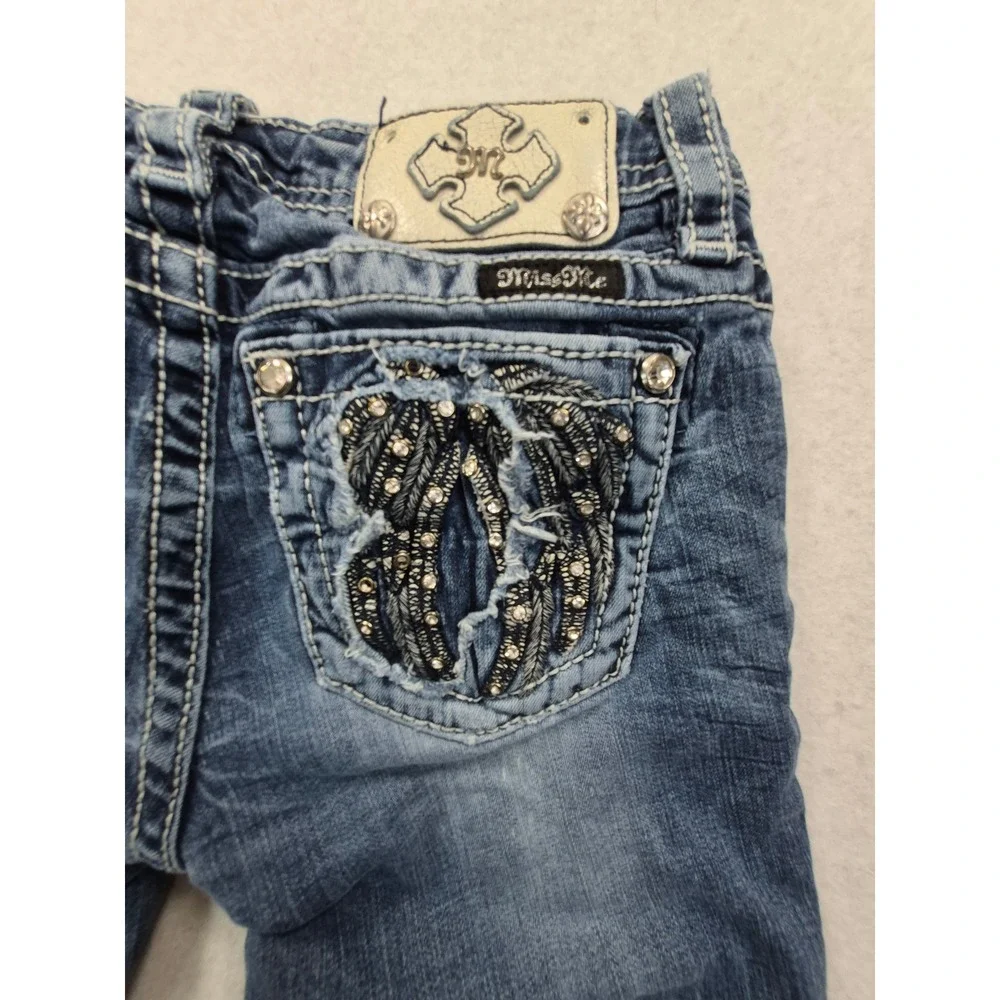 Miss Me Bootcut Jeans Women's 25x29 Medium Wash Blue Embellished